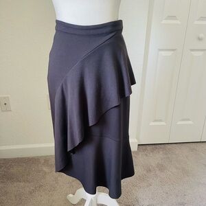 Bordeaux Asymmetrical Ruffle Hem Gray Skirt Size 6